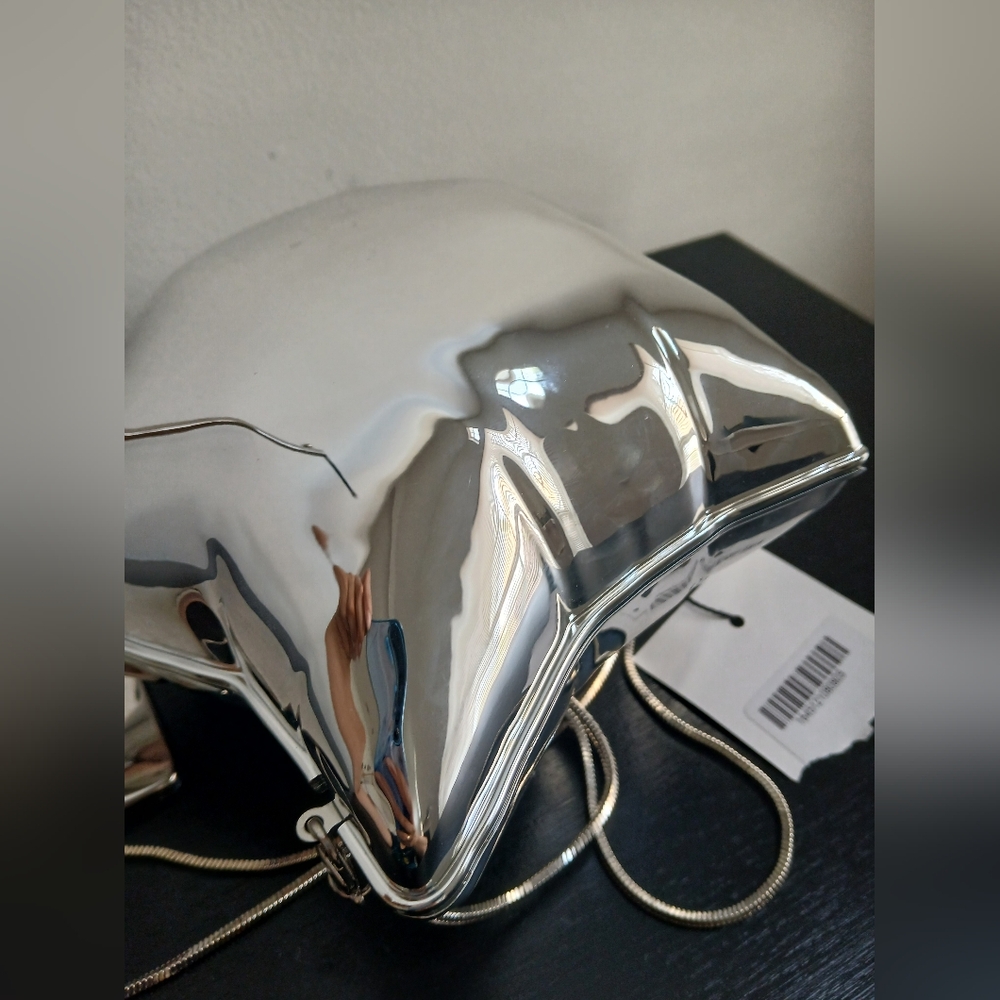 NWT Zara METALLIC SILVER BALLOON STAR SHAPED BOX CLUTCH crossbody PURSE NEW - Picture 12 of 16